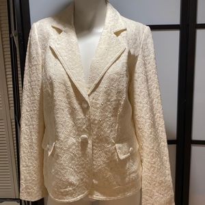 Brand Dialogue blazer, size small, embroidered, cream color